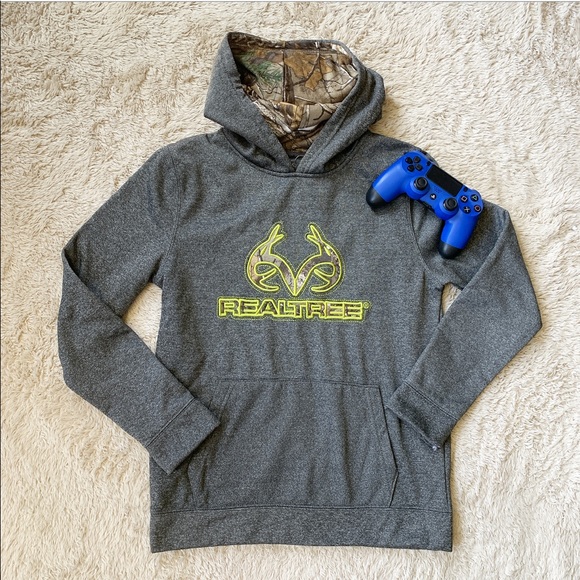 Realtree Other - Boys gray Camo hunting pullover Hoodie